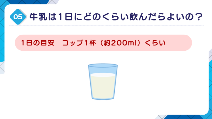 牛乳は1日にどのくらい飲んだらよいの？