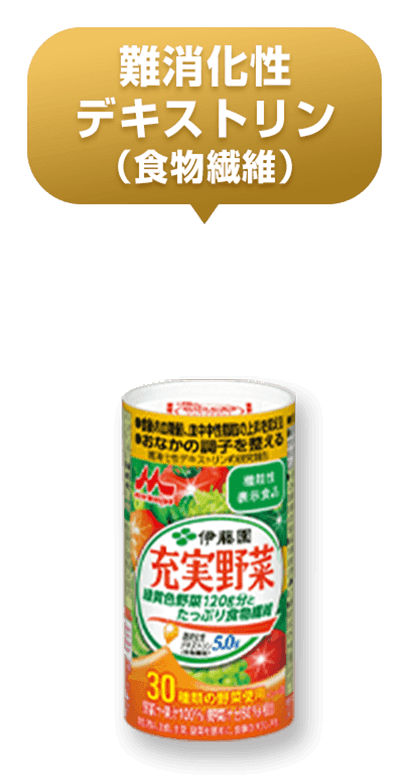 難消化性デキストリン(食物繊維) 充実野菜 緑黄色野菜120g分とたっぷり食物繊維